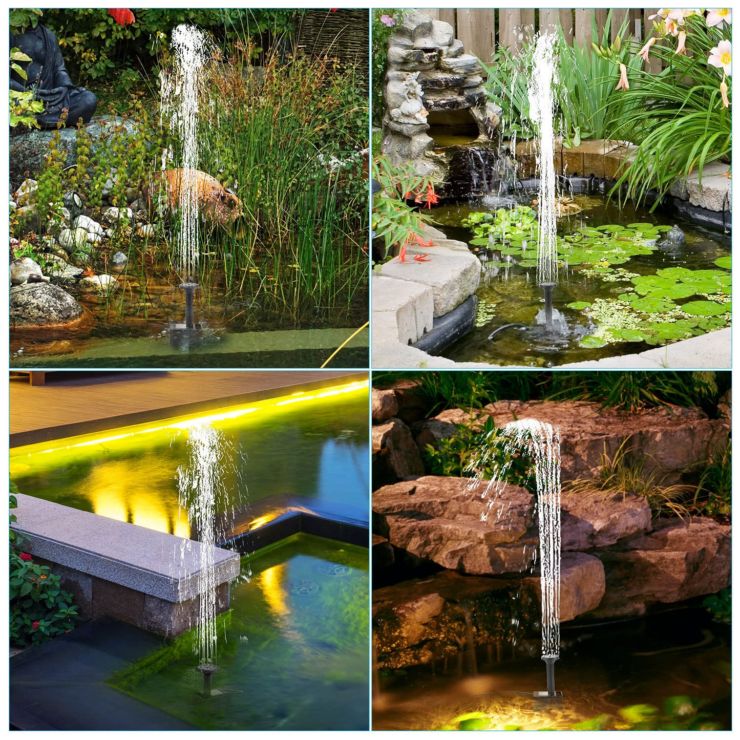 LEDBOKLI Solar Fountain Water Pump 2.5W Solar and USB Dual Powered Fountain Pump Max Flow 200L/H Solar Fountain Pump Kit with Stick and 7 Nozzles for Bird Bath. Garden. Backyard. Pool