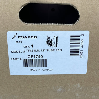CANARM Tube Fan 12 Stainless Steel 1/4 HP Leeson Motor TF12S.S. CF1740 (New)