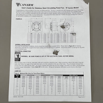 CANARM Tube Fan 12 Stainless Steel 1/4 HP Leeson Motor TF12S.S. CF1740 (New)