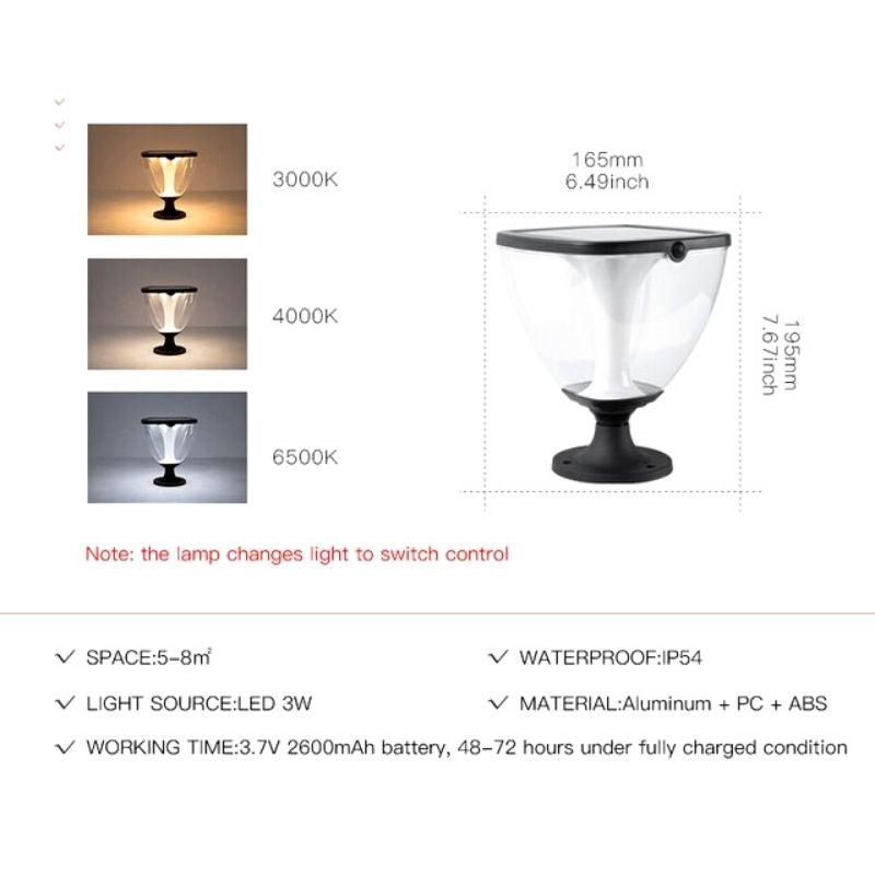 Lampe solaire design Lampadaire extérieur de luxe en Alu