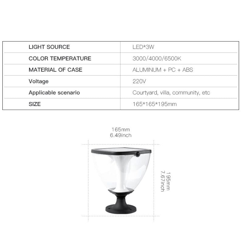 Lampe solaire design Lampadaire extérieur de luxe en Alu