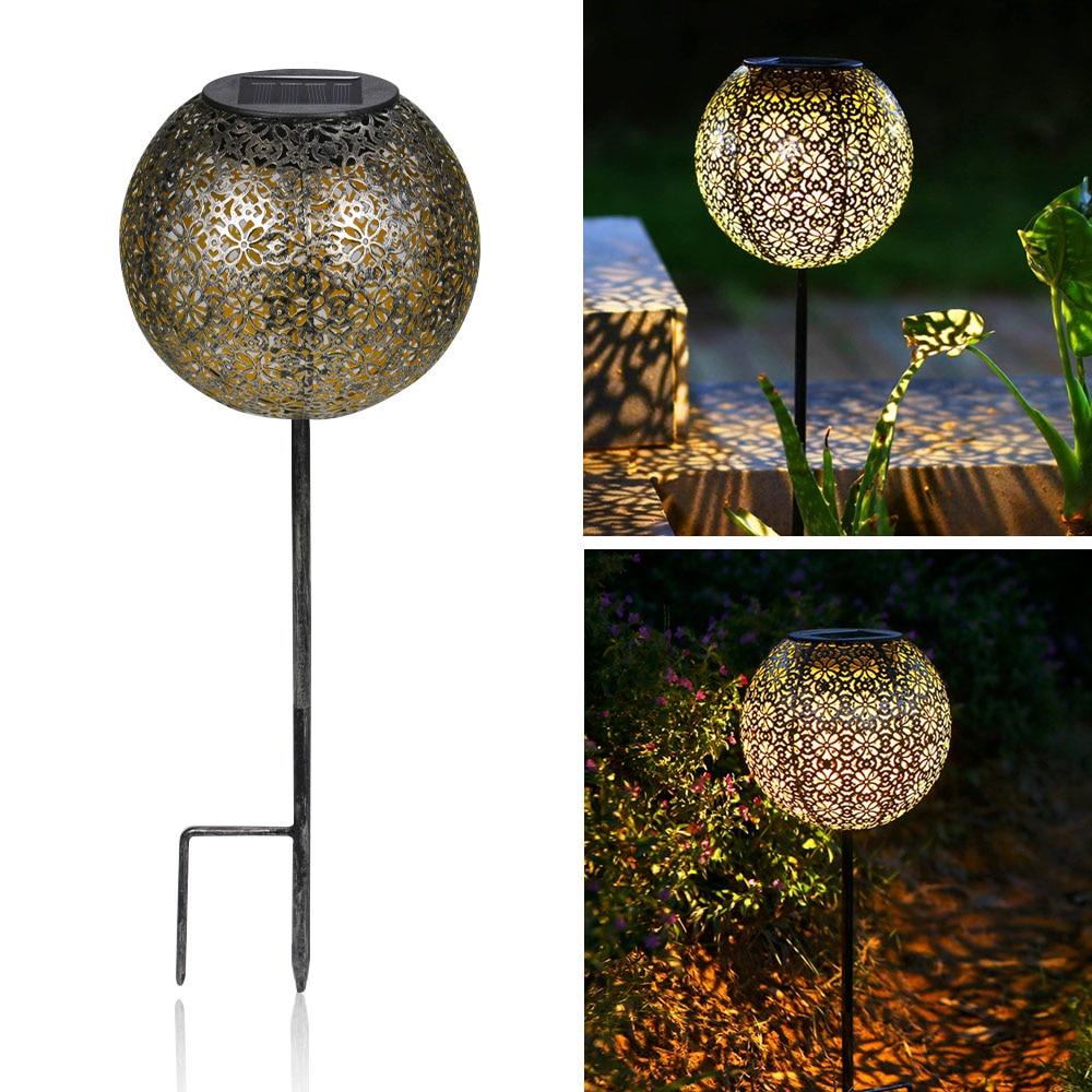 Lampe solaire piquet Boule de bronze lumineux
