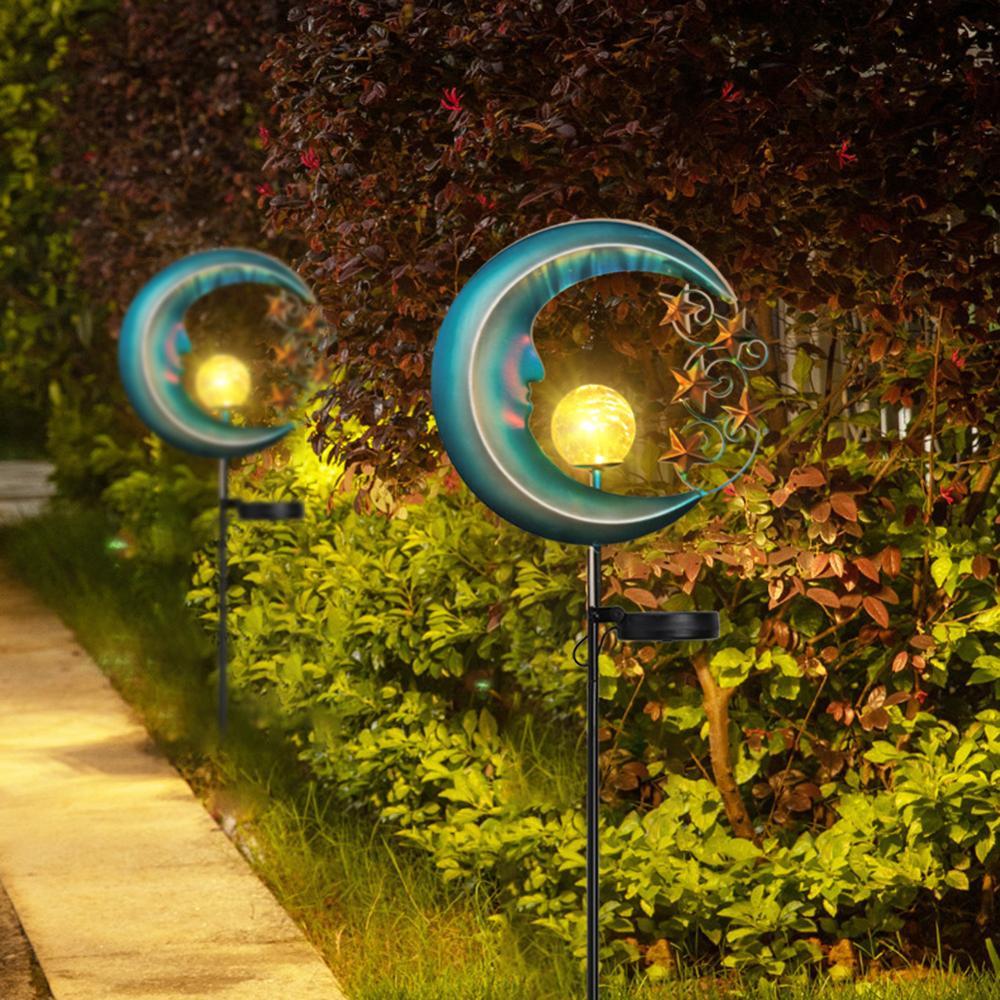 Lampe solaire jardin Lune bleue étoilée
