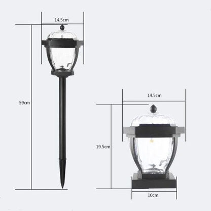 Piquet solaire jardin Chapeau pour Pilier Noire
