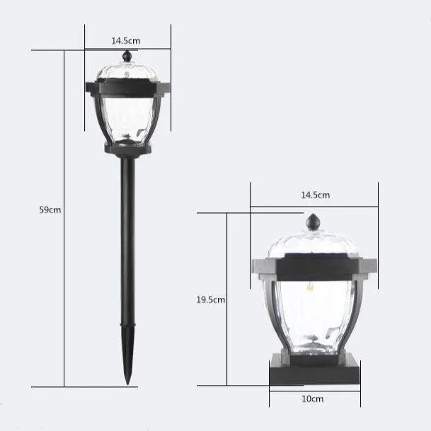Piquet solaire jardin Chapeau pour Pilier Noire