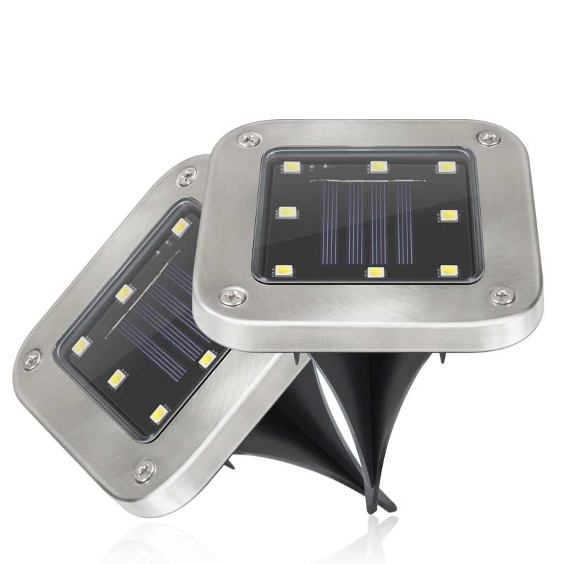 Balise solaire extérieure 2 Piquet de Sol en Inox (Carré)