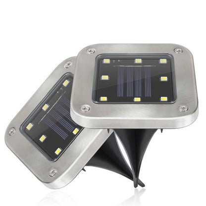 Balise solaire extérieure 2 Piquet de Sol en Inox (Carré)