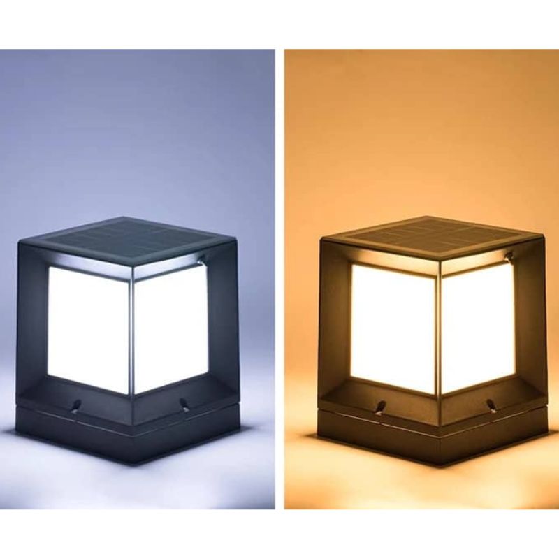 Lampe extérieur solaire design Cube en Aluminum
