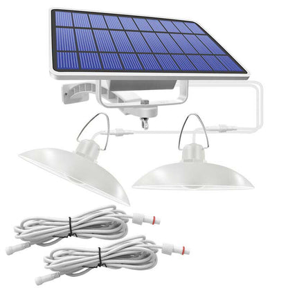 Lampe solaire jardin Double Lustre Blanc