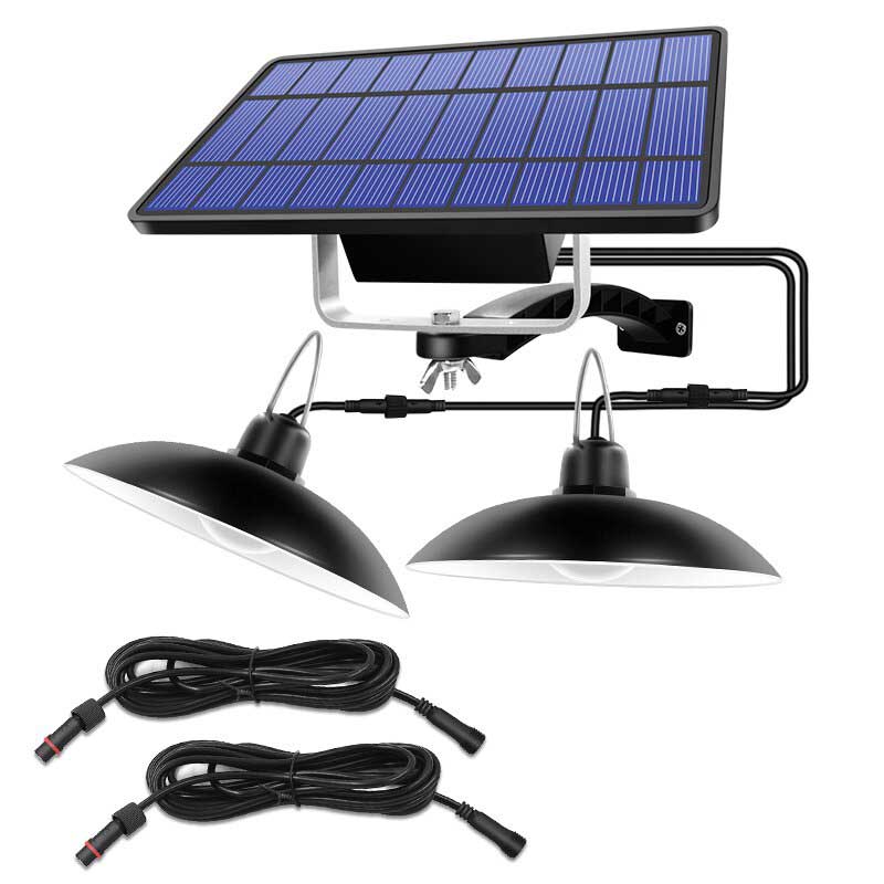 Lampe solaire jardin Double Lustre Noire