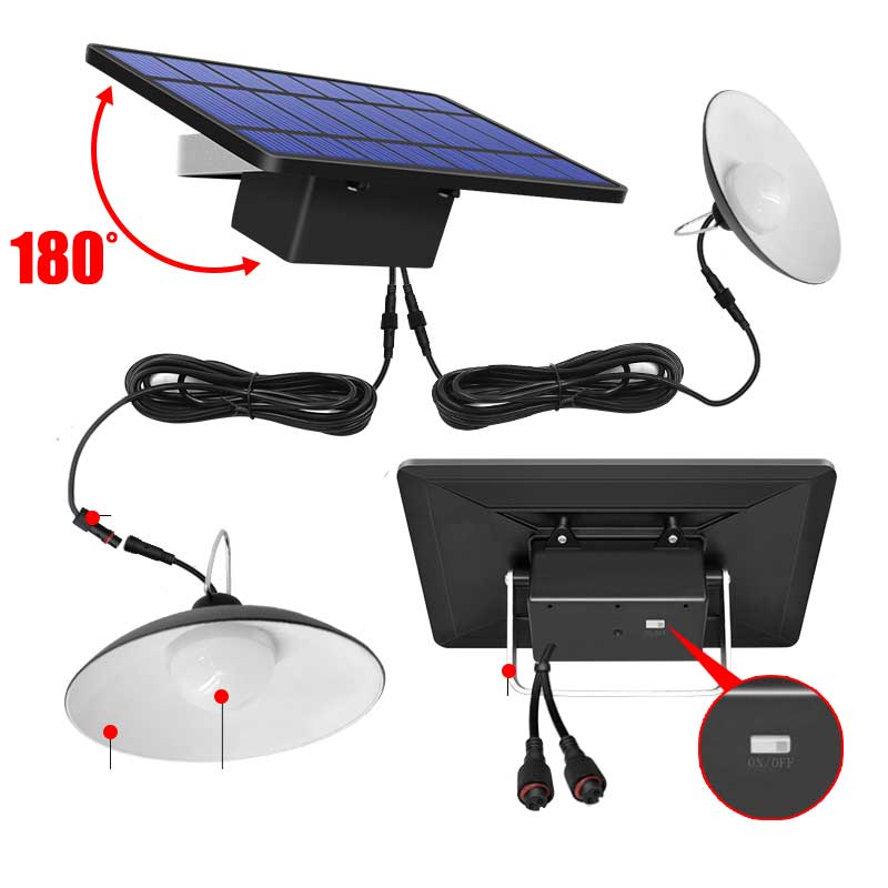 Lampe solaire jardin Double Lustre Noire