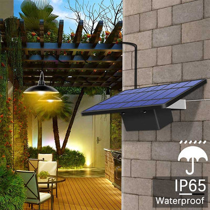 Lampe solaire jardin Double Lustre Noire