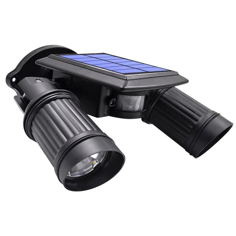 Lampe solaire jardin Double Spot LED Noir