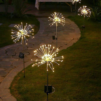 Piquet solaire jardin Feu d'Artifice Jaune