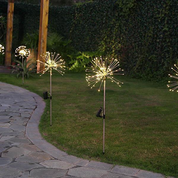 Piquet solaire jardin Feu d'Artifice Jaune