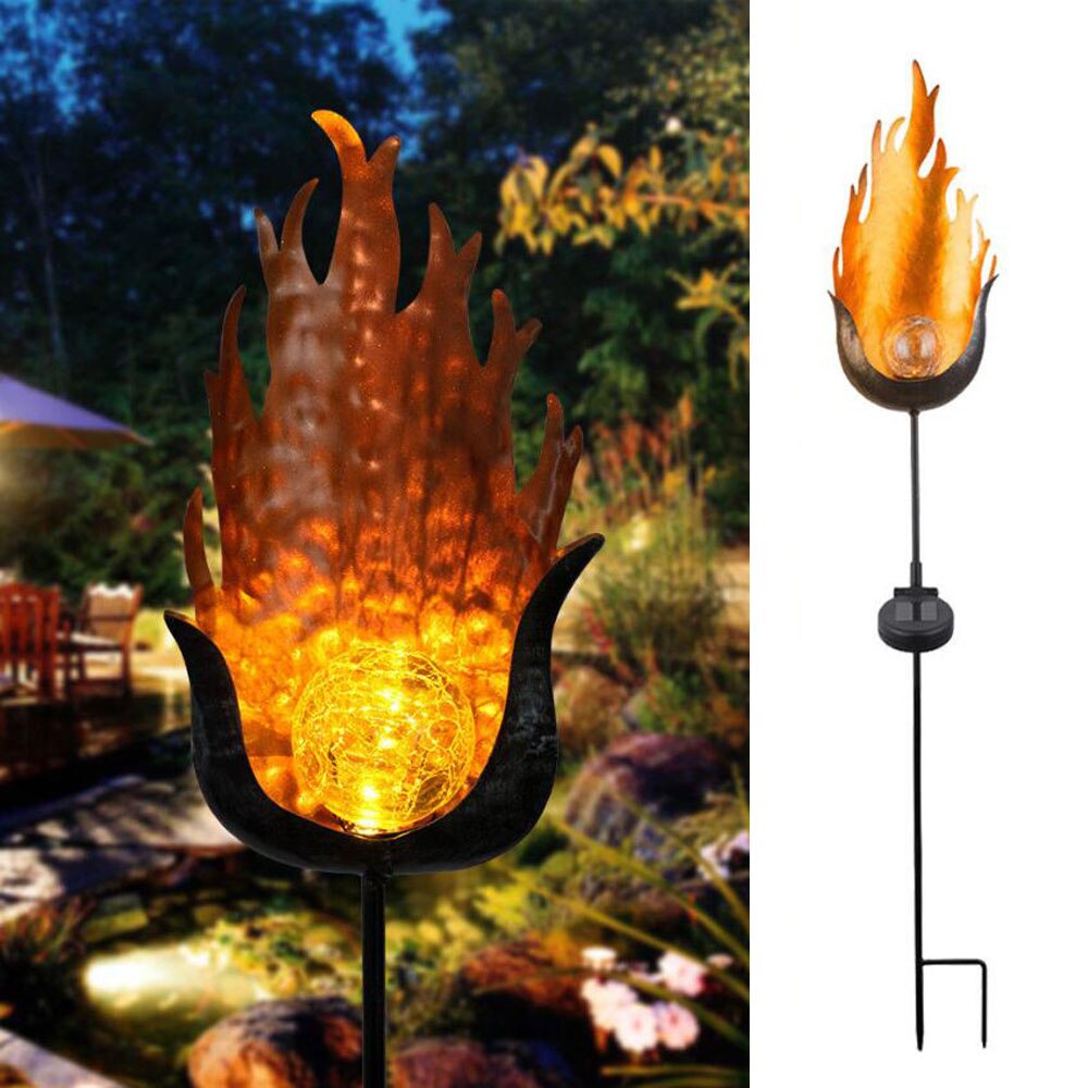 Piquet solaire jardin Flamme olympique