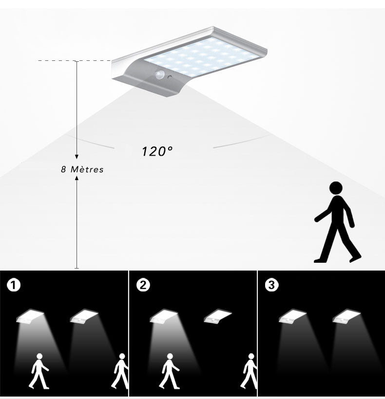 Lampadaire Solaire Blanc. Noire 500 Lumens