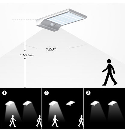 Lampadaire Solaire Blanc. Noire 500 Lumens