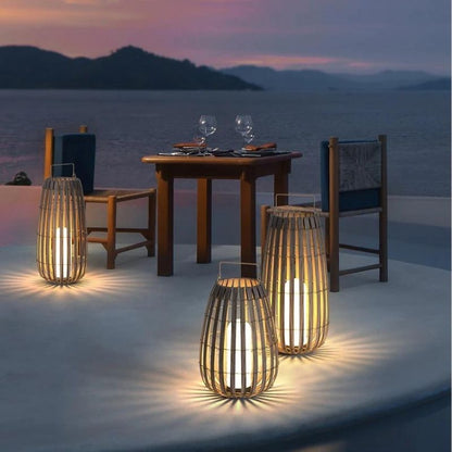 Lampe solaire design Lanterne banboo de luxe