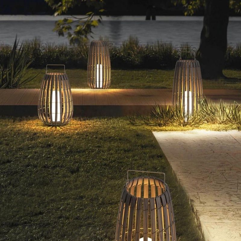 Lampe solaire design Lanterne banboo de luxe