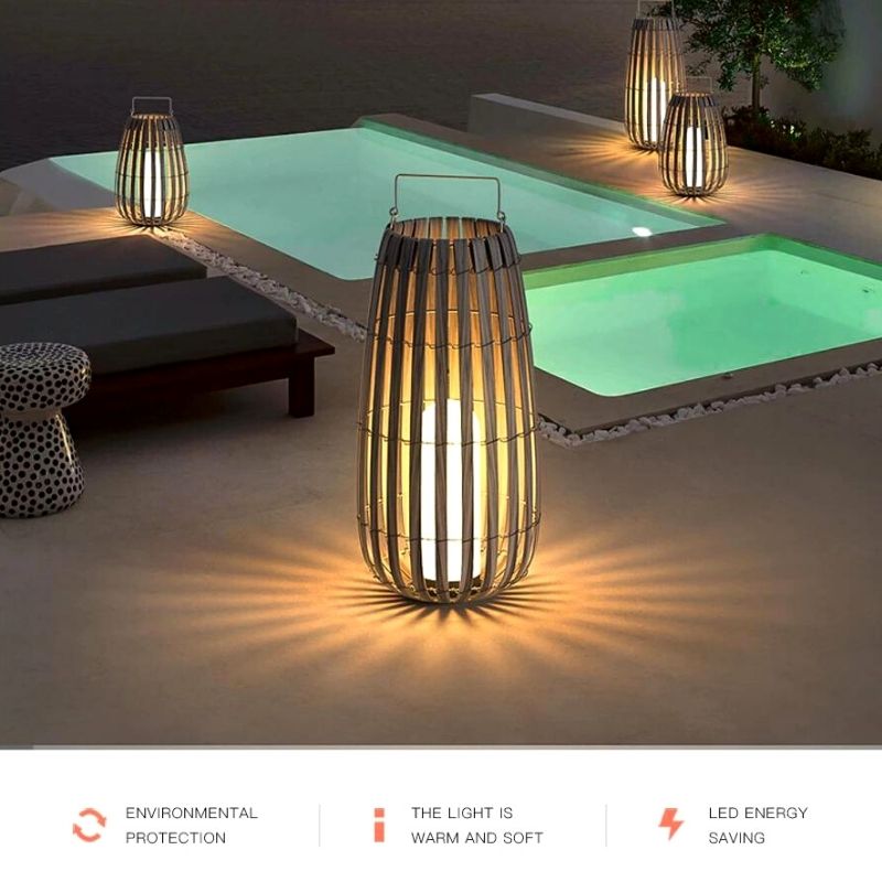 Lampe solaire design Lanterne banboo de luxe