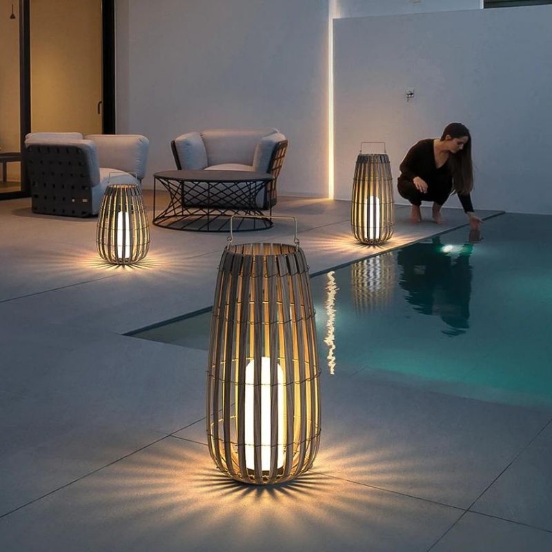 Lampe solaire design Lanterne banboo de luxe