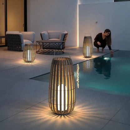 Lampe solaire design Lanterne banboo de luxe