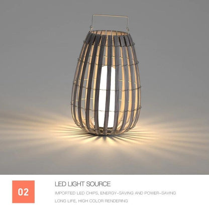 Lampe solaire design Lanterne banboo de luxe