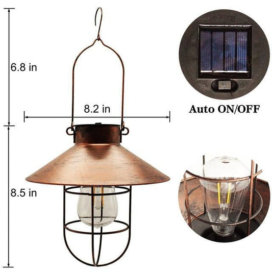 Lanterne solaire de Jardin à suspendre Design Cuivre
