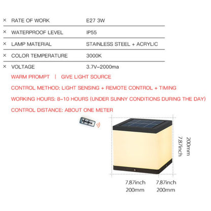Lampe solaire design Cube LED en acrylique