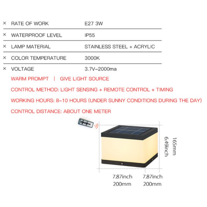 Lampe solaire design Cube LED en acrylique