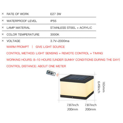 Lampe solaire design Cube LED en acrylique