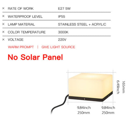 Lampe solaire design Cube LED en acrylique