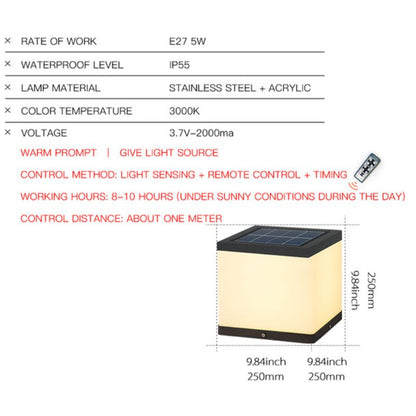 Lampe solaire design Cube LED en acrylique