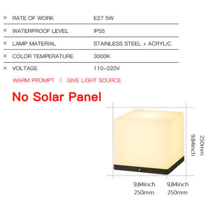 Lampe solaire design Cube LED en acrylique