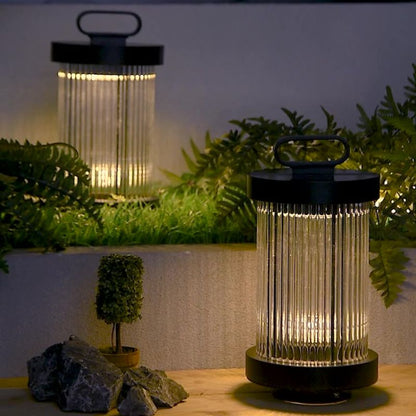 Lampe solaire design Cylindre lumineux en Inox