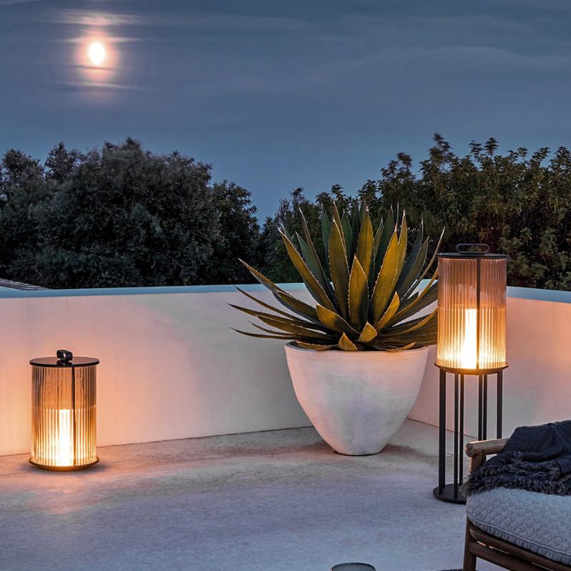Lampe solaire design Cylindre lumineux en Inox