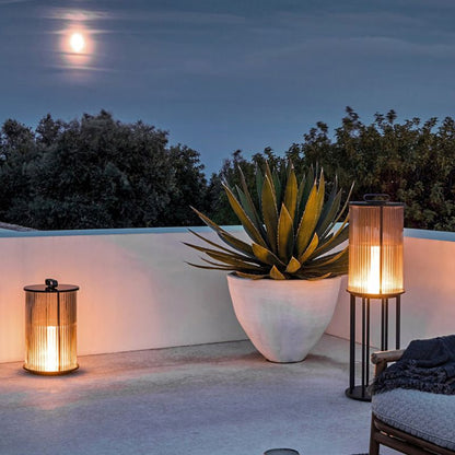 Lampe solaire design Cylindre lumineux en Inox