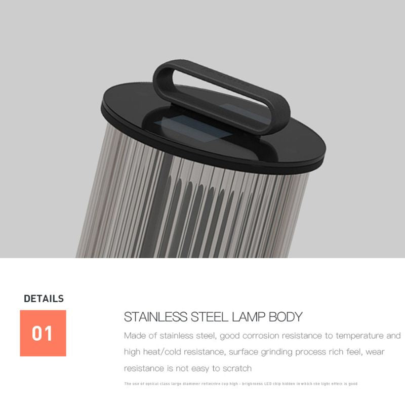 Lampe solaire design Cylindre lumineux en Inox