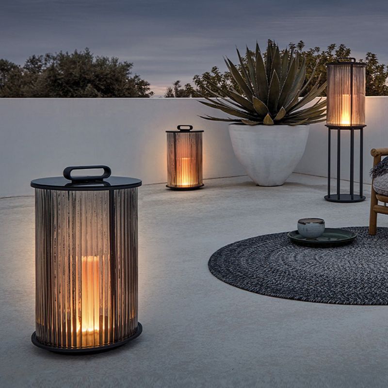 Lampe solaire design Cylindre lumineux en Inox