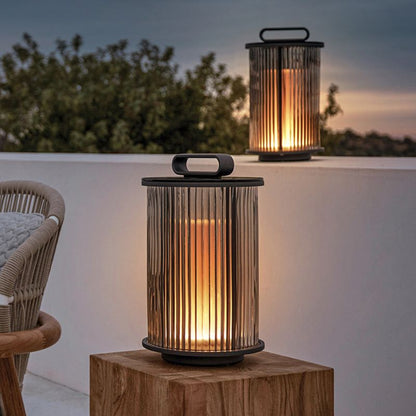 Lampe solaire design Cylindre lumineux en Inox