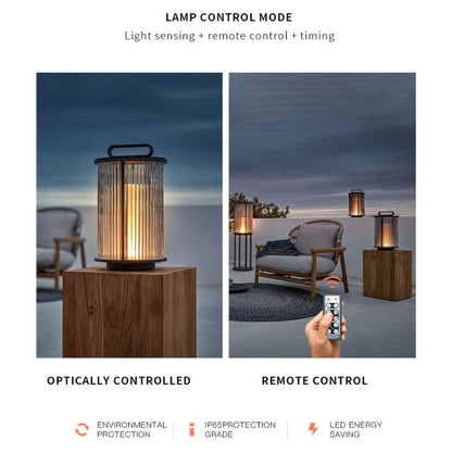 Lampe solaire design Cylindre lumineux en Inox