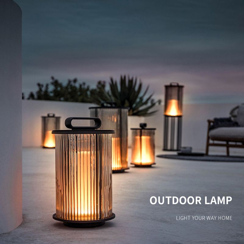 Lampe solaire design Cylindre lumineux en Inox