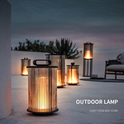 Lampe solaire design Cylindre lumineux en Inox