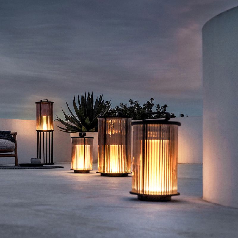 Lampe solaire design Cylindre lumineux en Inox