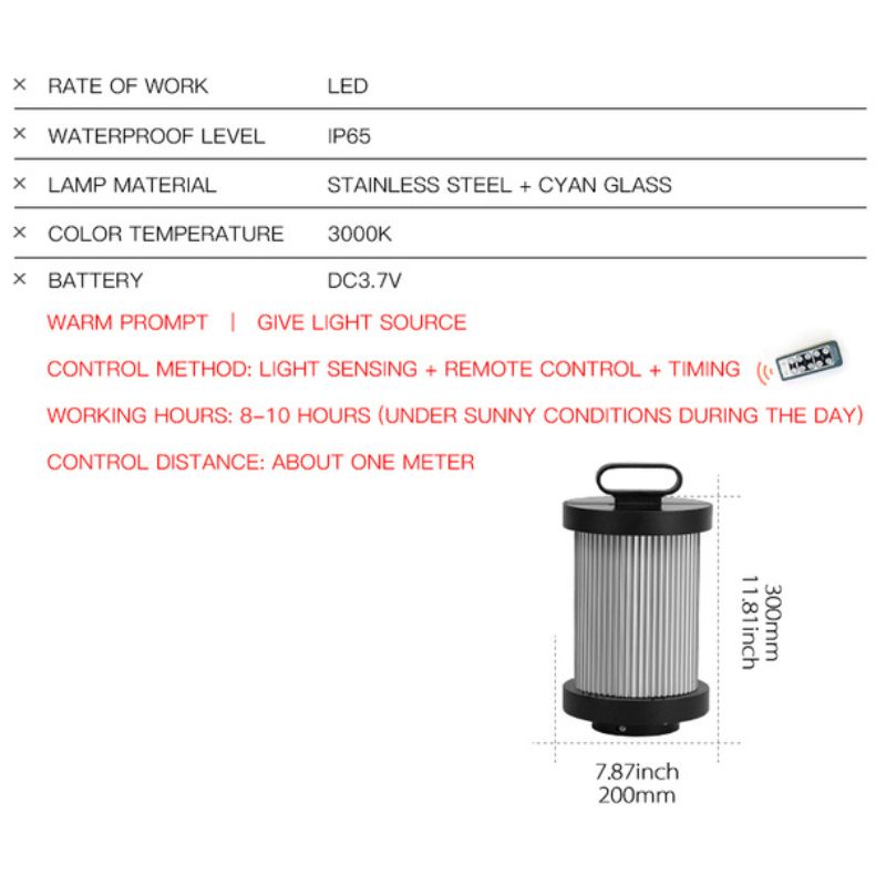 Lampe solaire design Cylindre lumineux en Inox
