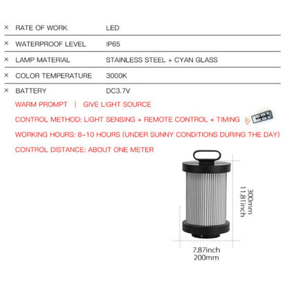 Lampe solaire design Cylindre lumineux en Inox