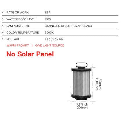 Lampe solaire design Cylindre lumineux en Inox