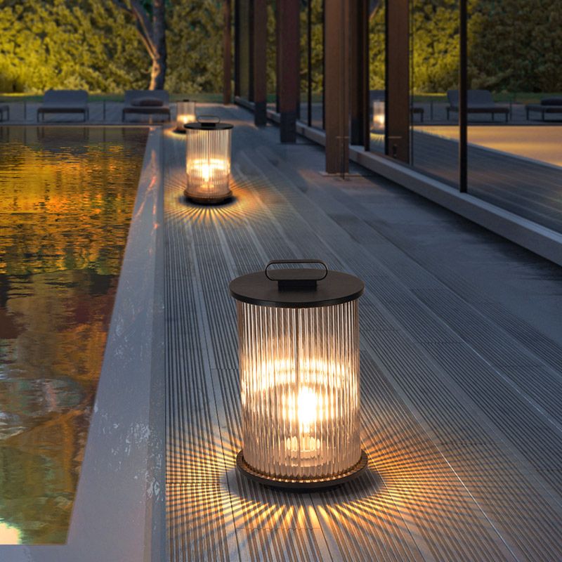 Lampe solaire design Cylindre lumineux en Inox