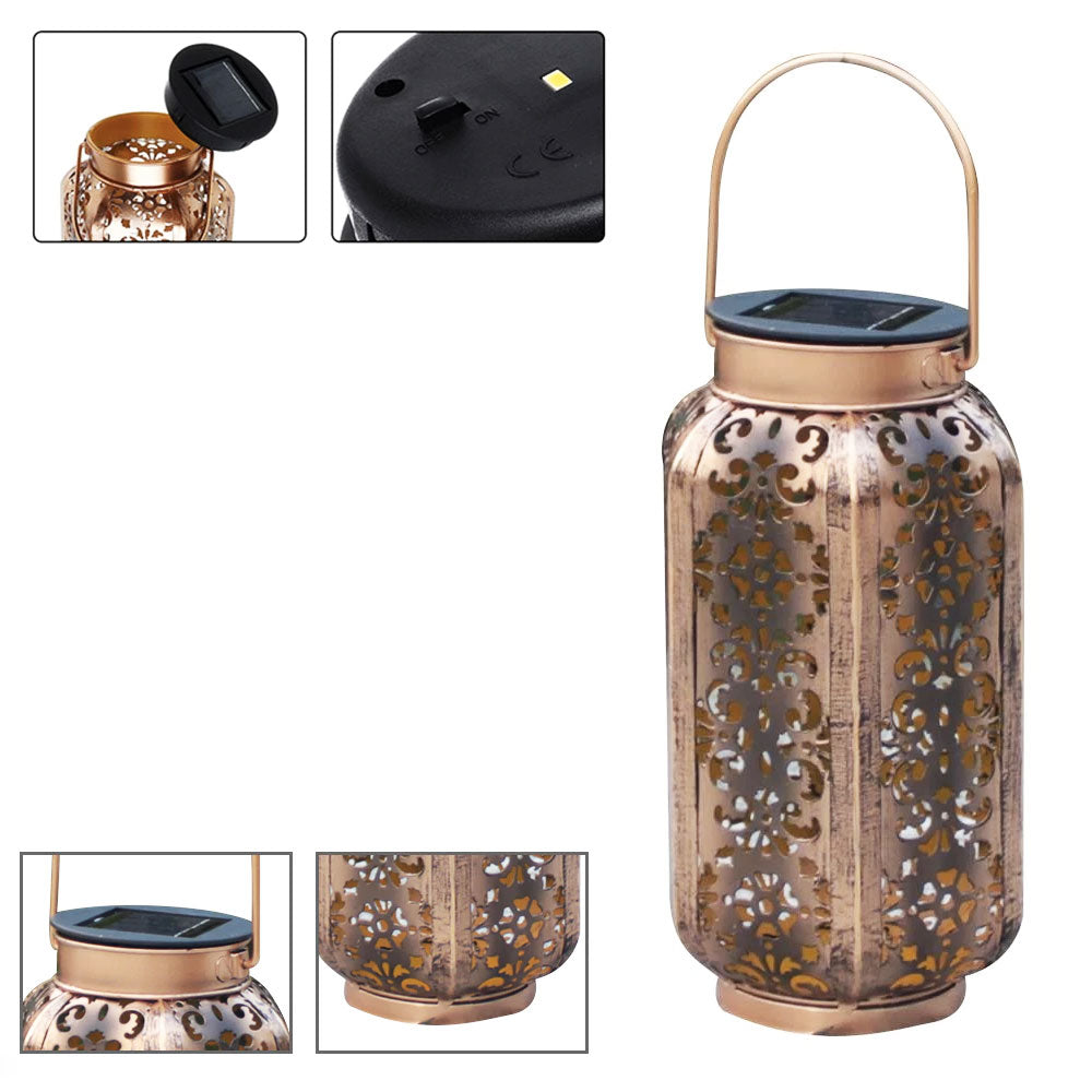 Lanterne Solaire Marocaine Cuivre Vieilli